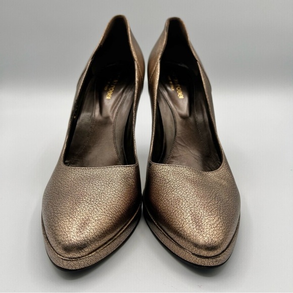 SERGIO ROSSI BRONZE METALLIC HEELS LEATHER PUMPS DESIGNER HEEL WOMEN SIZE 37 1/2 - Picture 4 of 14